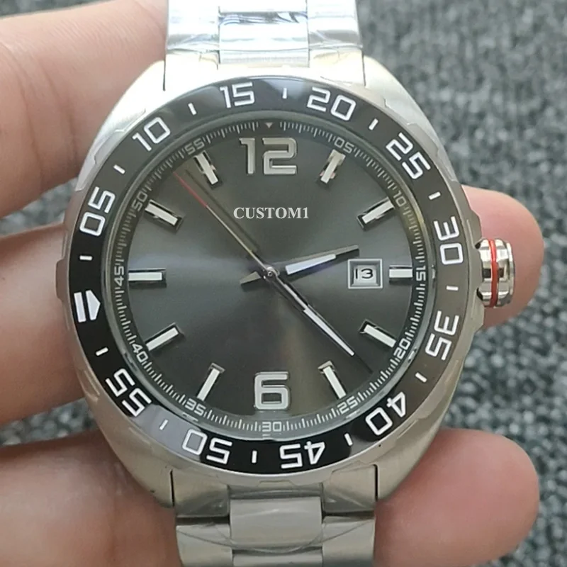 

44mm Luxury Brand Men's Watch Automatic Mechanical Gray Dial Ceramic Outer Ring 316 Stainless Steel