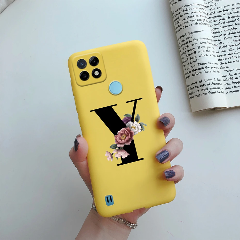 for oppo realme c21y case letter monogram flower soft slim phone cover for realme c21y c21 y rmx3261 realmec21y c 21y coque case free global shipping