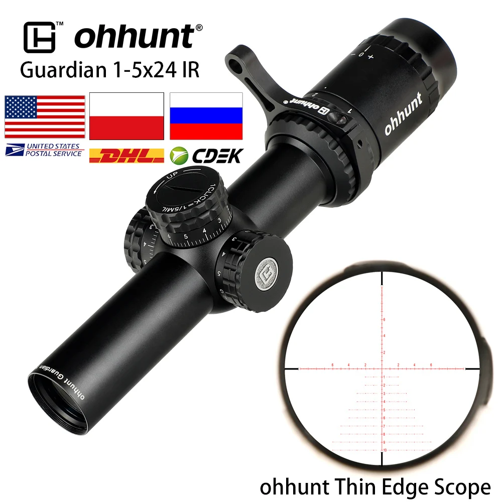 Компактный охотничий оптический прицел ohhunt Guardian 1-5X24 с гравировкой и тонкими