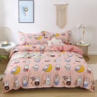 cute rabbit kawaii kids comforter bedding set cartoon pink luxury fashion king queen twin size bed linen duvet cover set gift