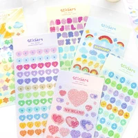 1pcs colorful stickers heart rainbow dot labels for scrapbooking journal phone laptop cup decorative kawaii sticker