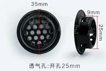 25mm black flat 10 шт./лот 30 мм/35 мм/40 мм/43 мм/65 мм из нержавеющей стали вентиляционное отверстие шкаф украшение шкафа респирадеро круглая вентиляционная система - Цвет: 25mm black flat