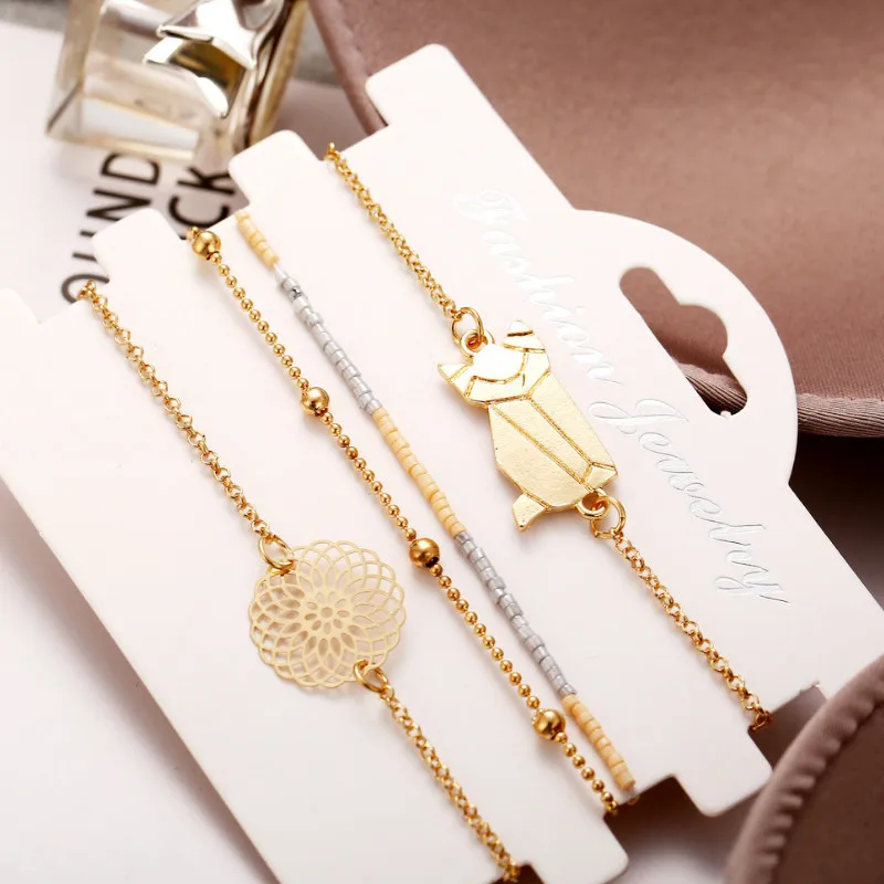 

Creative Personality Four Piece Set Cat Beaded Chain Bracelet for Women