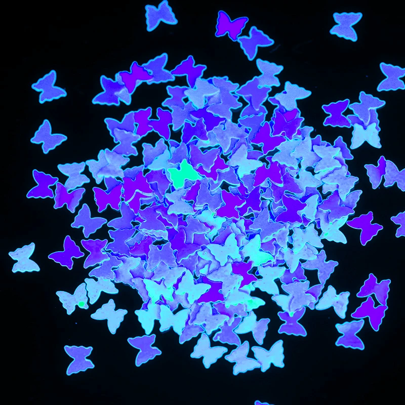 1 коробка для дизайна ногтей флуоресцентные хлопья голографические бабочки