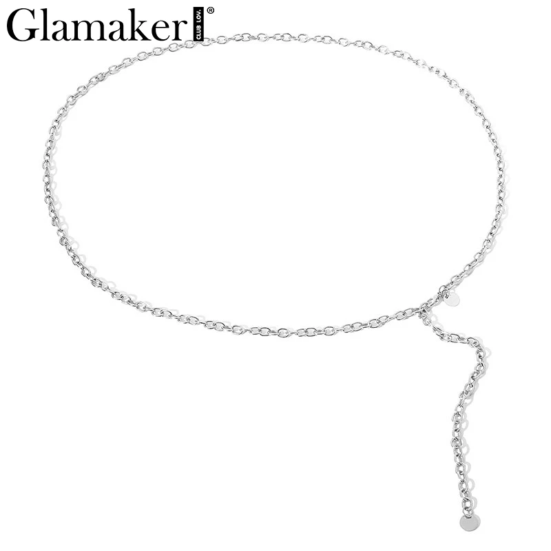 Glamaker золотая цепочка женский широкий пояс для женщин куртка пояс Женские аксессуары cummerbund Блестящий Пояс для платья корейская мода