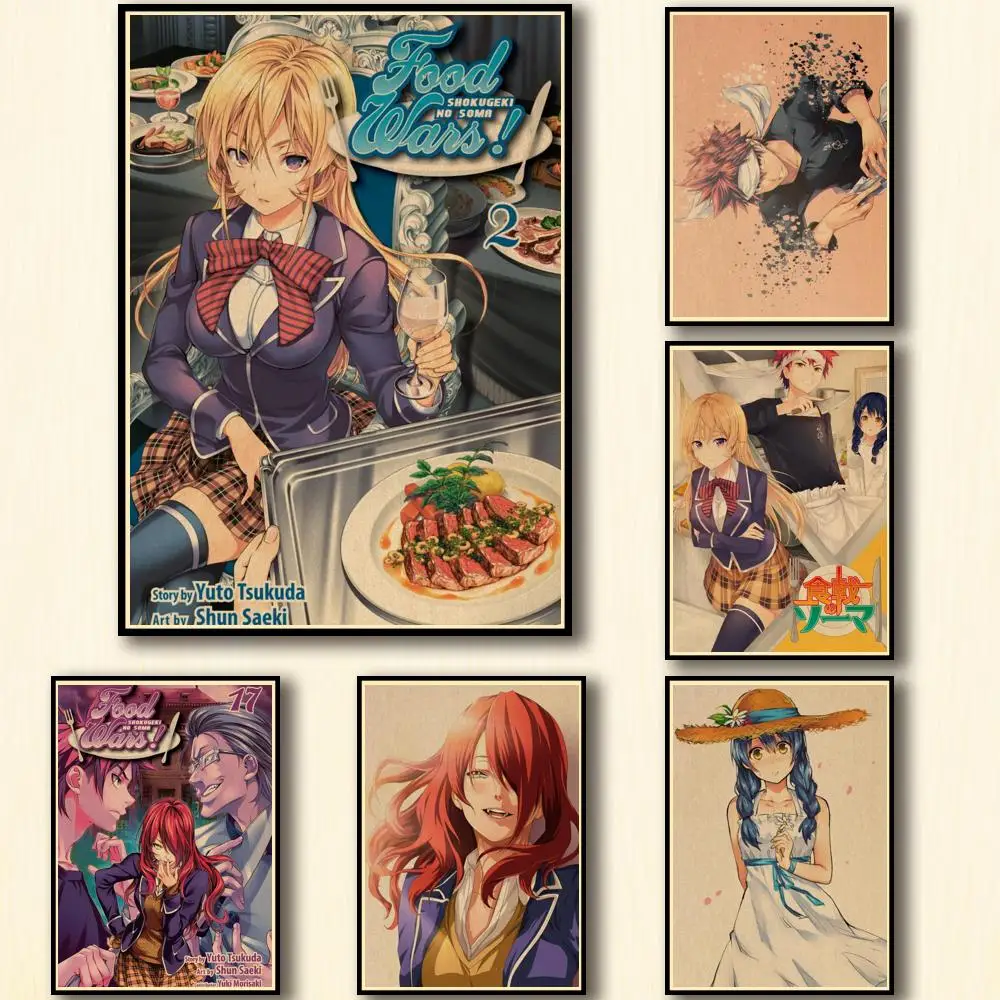 

46 дизайнов аниме продовольственные войны! Shokugeki, наклейка на стену для кофейни, бара