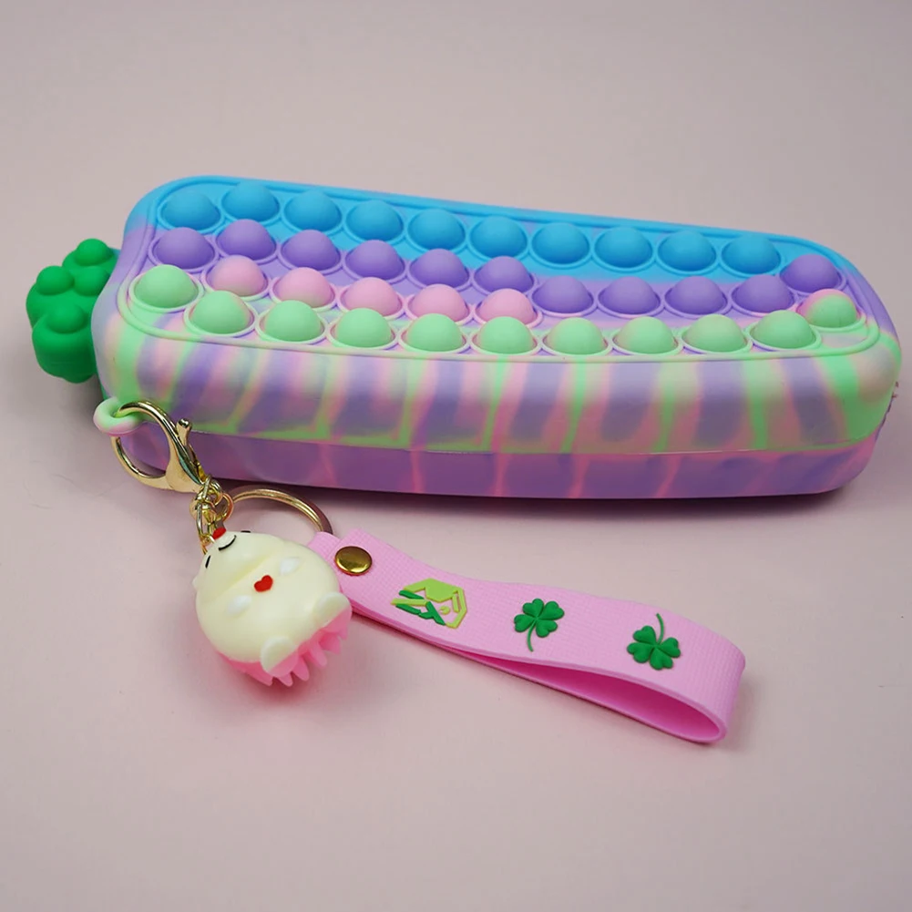 Simple Sensory Squeeze Fidget Toy Anti-Stress Stress Reliever Carrot Pencil Case Silicone Purse Push Bubbles Dimple Bag School | Игрушки и