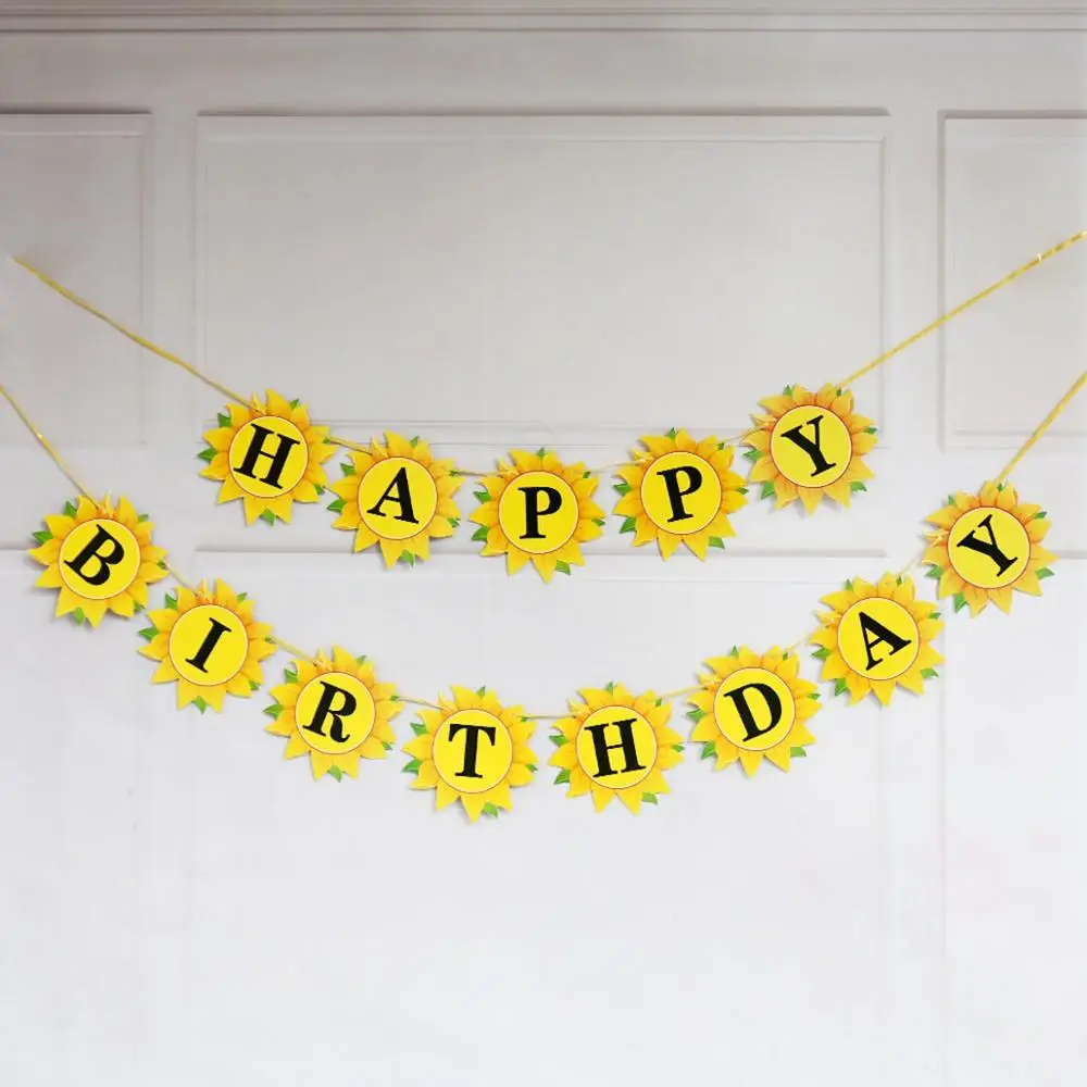 Желтые Подсолнухи Taoup веселая фототкань для детской вечеринки бумажные флаги и