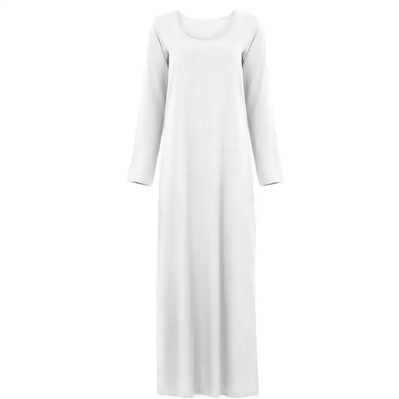 Внутри абайя Дубай Арабский Кафтан женские мусульманские платья Caftan Пакистан турецкие исламские платья Хиджаб Tesettur Elbise Vestido Largo - Цвет: White dress