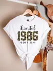 Ограниченная серия 1986 рубашка 35th подарок на день рождения Футболка для женщин размера плюс 100% хлопок женская одежда Модная хлопковая футболка с круглым вырезом для маленьких девочек, футболки