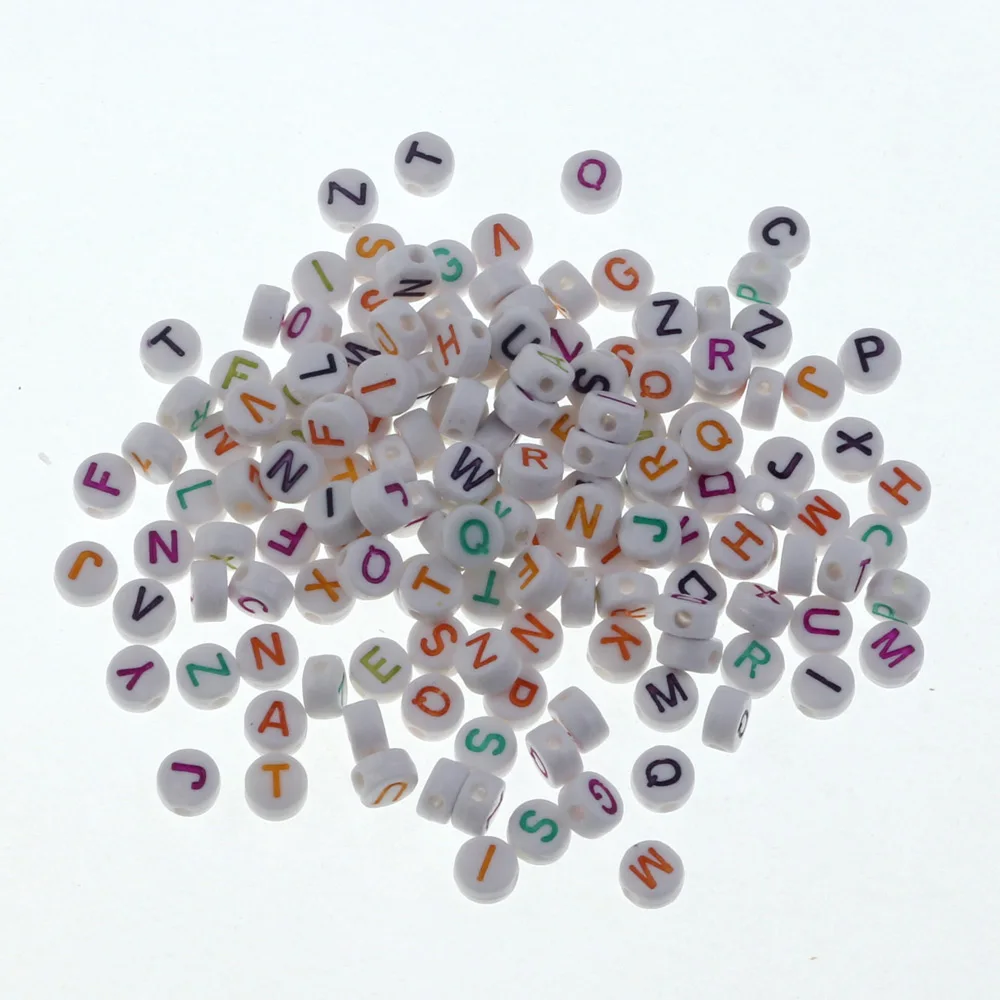 Разноцветные акриловые Круглые шарики с буквами 200 шт. 6x6 мм для браслета