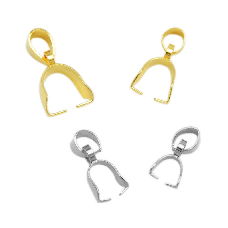 

20pcs stainless steel Pinch Clip Bail Clasps Hooks Connector Steel Color Fermoir Connecteur Collier For Necklace Pendant DIY