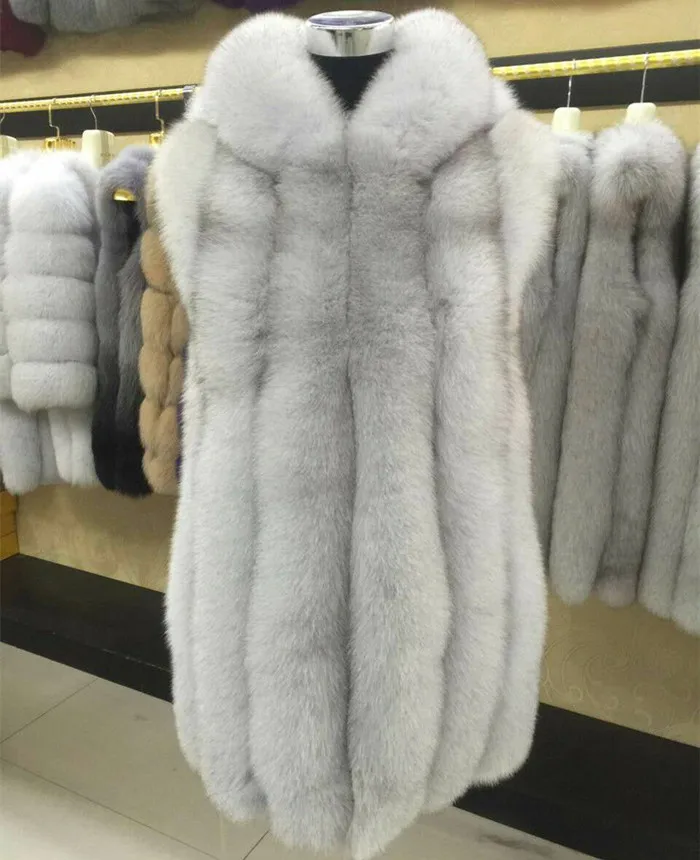 Популярный потрясающий зимний женский жилет из натурального Лисьего меха с