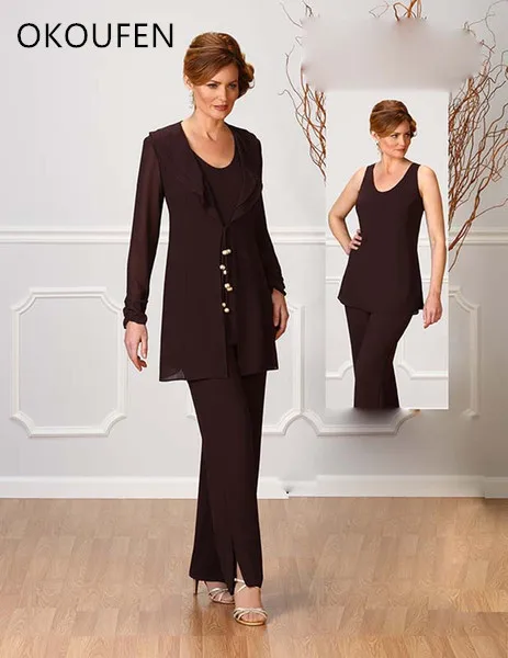 

Mother of The Bride Groom Dresses for Wedding Purple Jacket Coat Pantsuits Kurti 3 Pieces Formal Women vestido madrinha Farsali