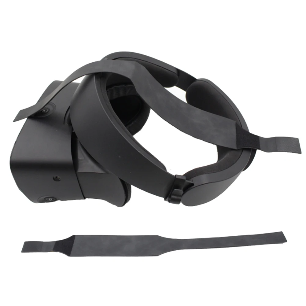 

Adjustable Length Foldable Magic Sticker VR Headset Accessories PU Leather Black Reduce Pressure Head Strap For Oculus Rift S
