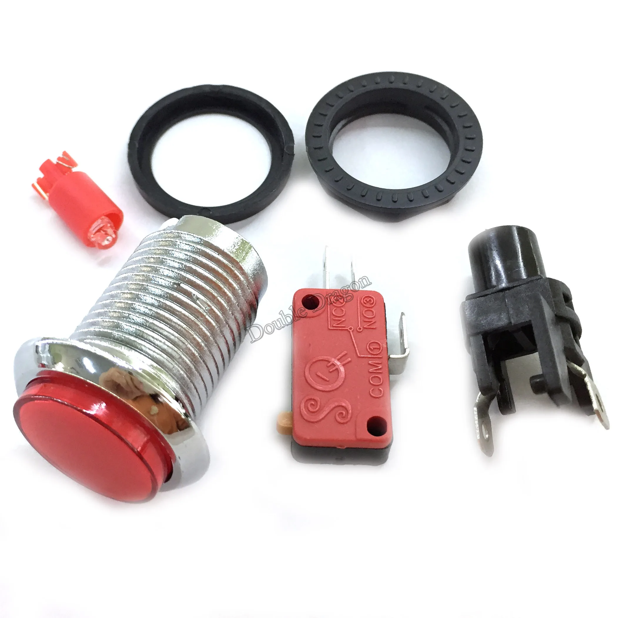 Chrome Red Jamma аркадная Кнопка 12 В светодиодная подсветка хромированная кнопка с микропереключателем для самостоятельной игры части пауза старт кредит - Цвет: Chrome Red