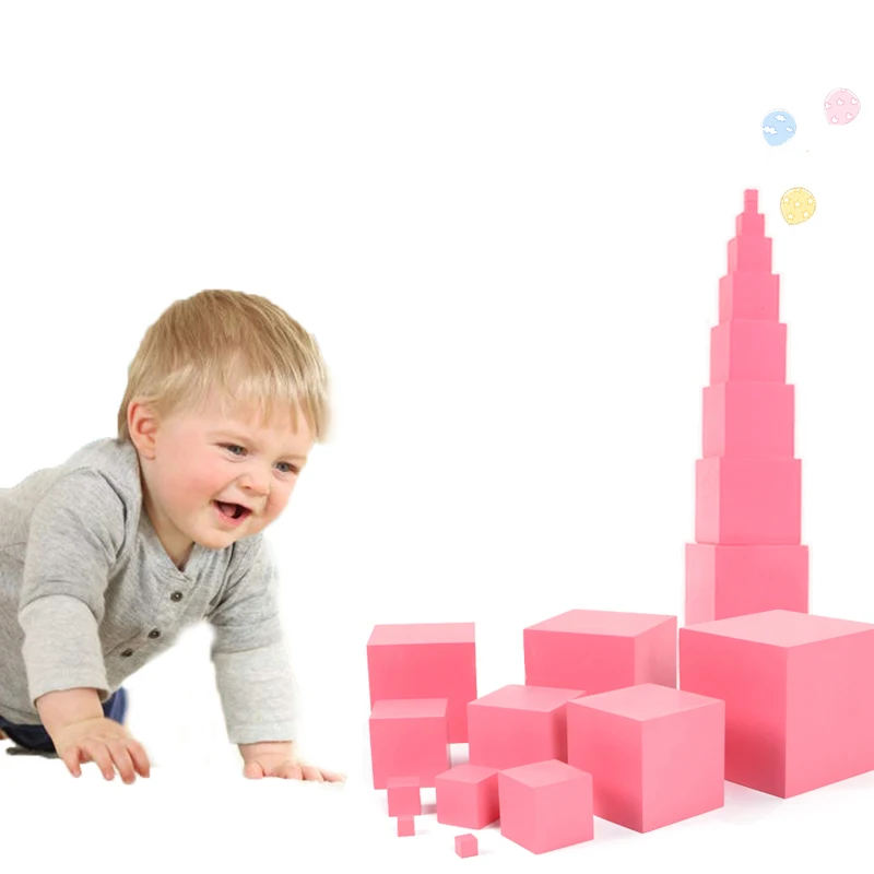 

Новогодние подарки, рождественские игрушки для девочек, розовая башня Монтессори, деревянная развивающая сенсорная обучающая башня, интер...