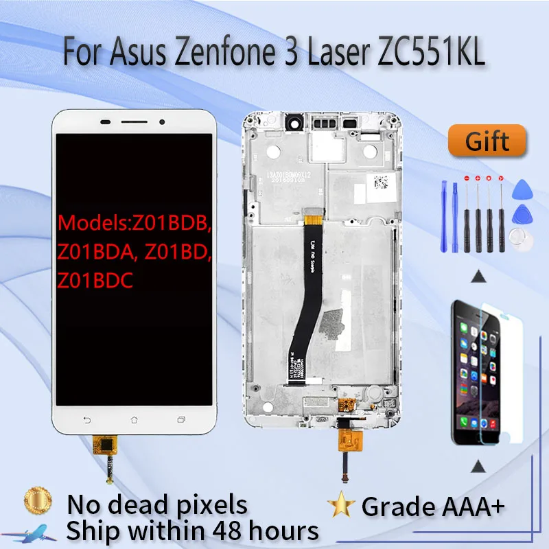 Для Asus Zenfone 3 Laser ZC551KL ЖК экран в сборе с передним сенсорным стеклом Z01BDB дисплей