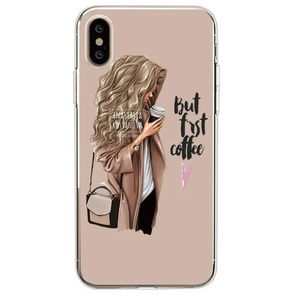 Чехол накладка с красивой девушкой для iPhone 6S 6 7 8 Plus 11 Pro Max прозрачный мягкий чехол