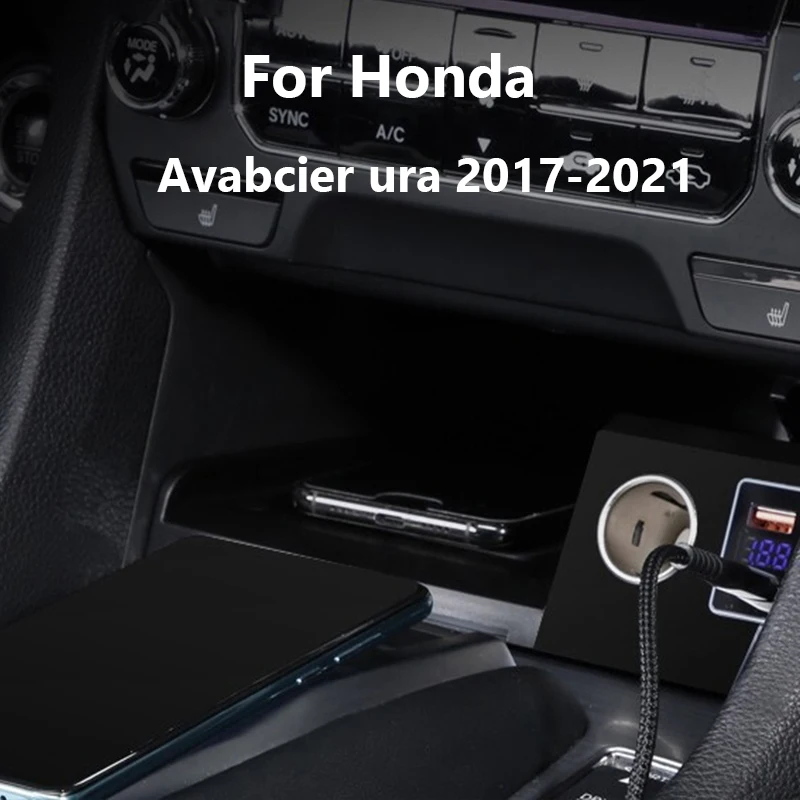 

Qi Mobile Phone Fast Charging For Honda AVANCIER URV 2017-2021 Wireless Charging Cigarette Lighter Installation Car Accessories