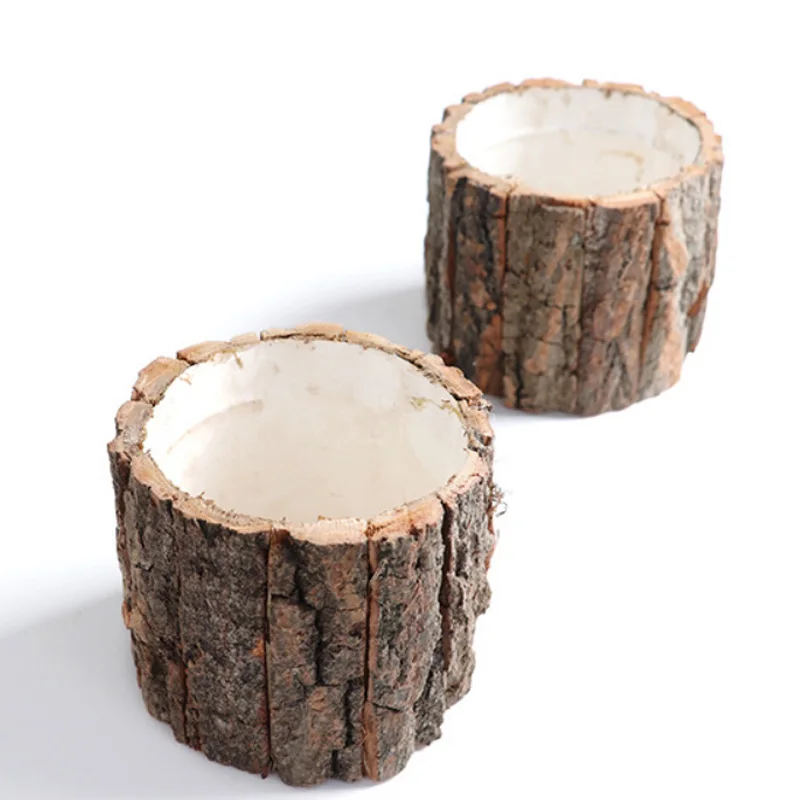 Старинный ящик для хранения деревянный подсвечник коры ваза цветов креативный