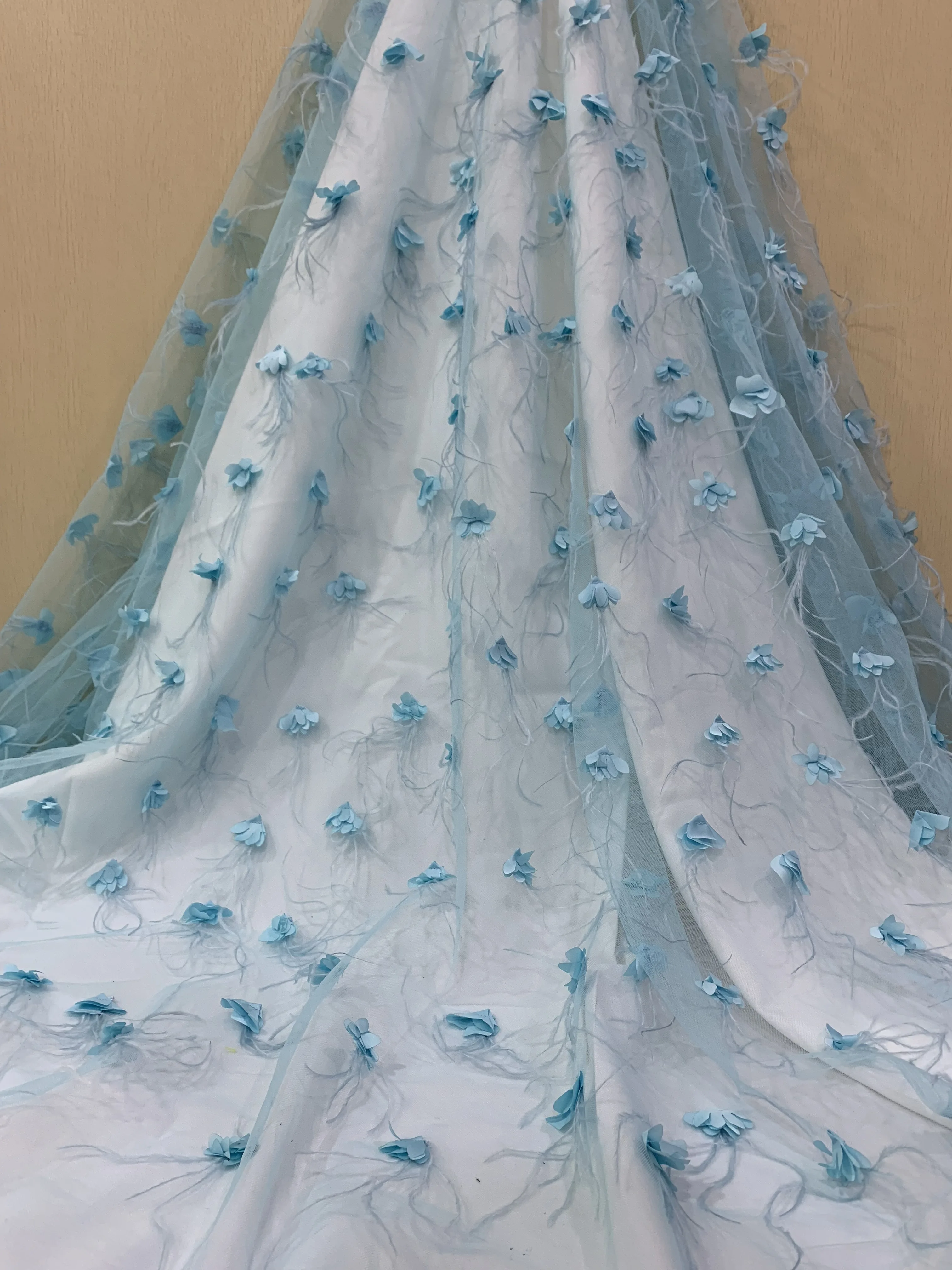 Роскошные 3D Цветочные нигерийские кружевные ткани 2019 черные фиолетовые Перья