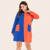 doib colouring patchwork dresses women plus size a line full sleeve large size dress autumn loose casual oversize dress