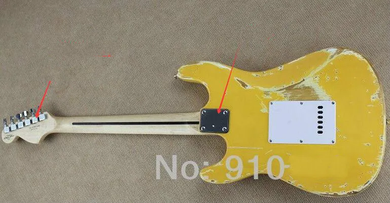 Высшее качество электронная гитара в старинном стиле желтого цвета однотонная