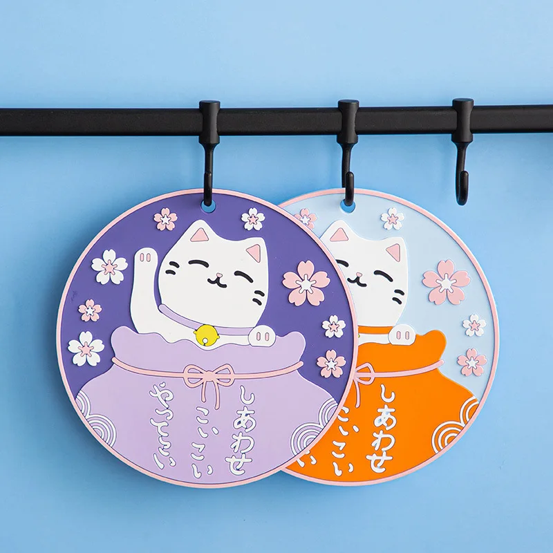 

Creative New Cartoon Lucky Cat Thermal Insulation Pad PVC Anti Scalding Coffee Bar Coaster Dining Table Decoration Accessories