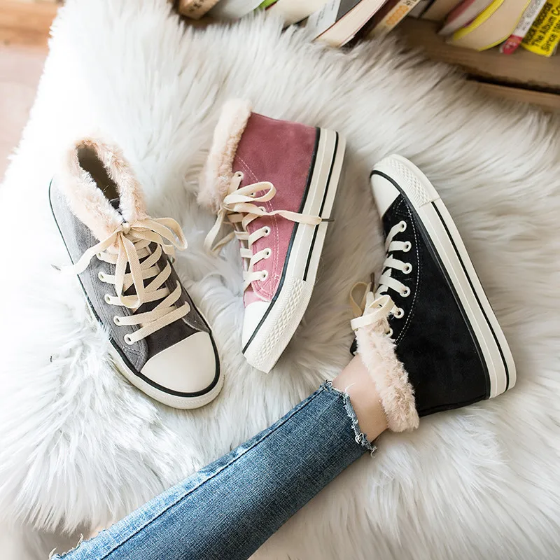 Новинка Женская высокая парусиновая обувь Обувь на шнуровке Сезон весна зима