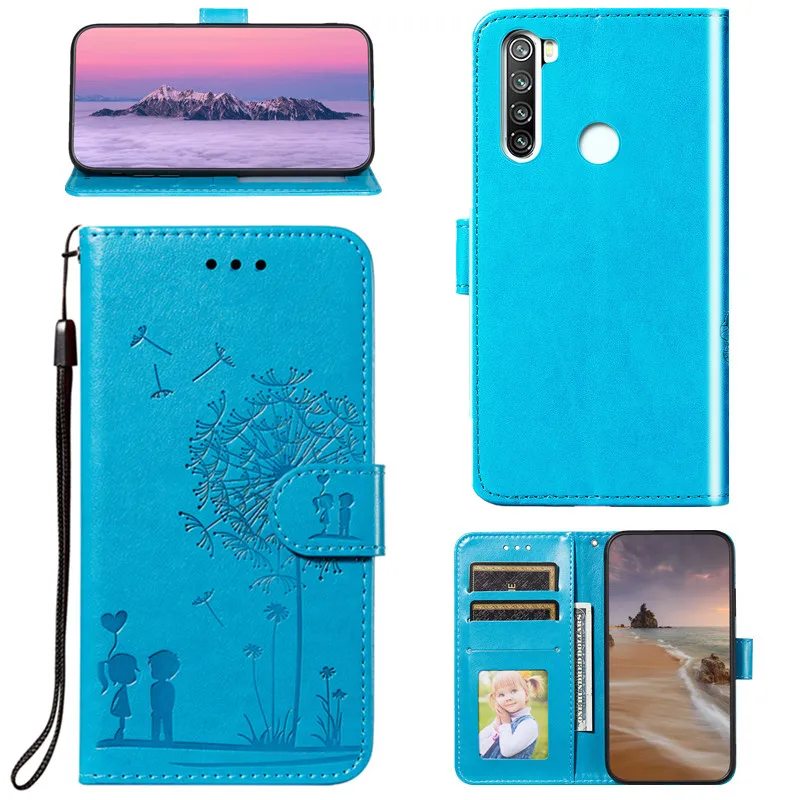 

For Xiaomi Redmi Note 8T Case leather Silicon Flip Cover lovers Dandelion Phone Case For Redmi Note 8 Pro coque bumper Bag funda