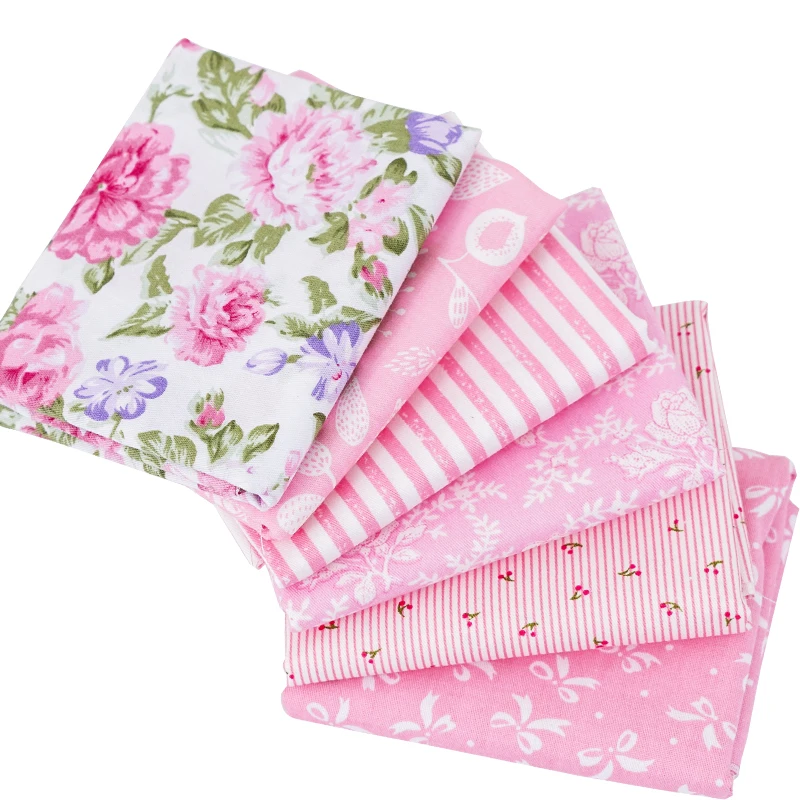 6 pcs 50x40cm 6 шт. 50*40 см саржевая хлопковая ткань с принтом розы Лоскутные материалы для шитья кукол DIY аксессуары ручной работы C052-1 - Цвет: 6 pcs 50x40cm