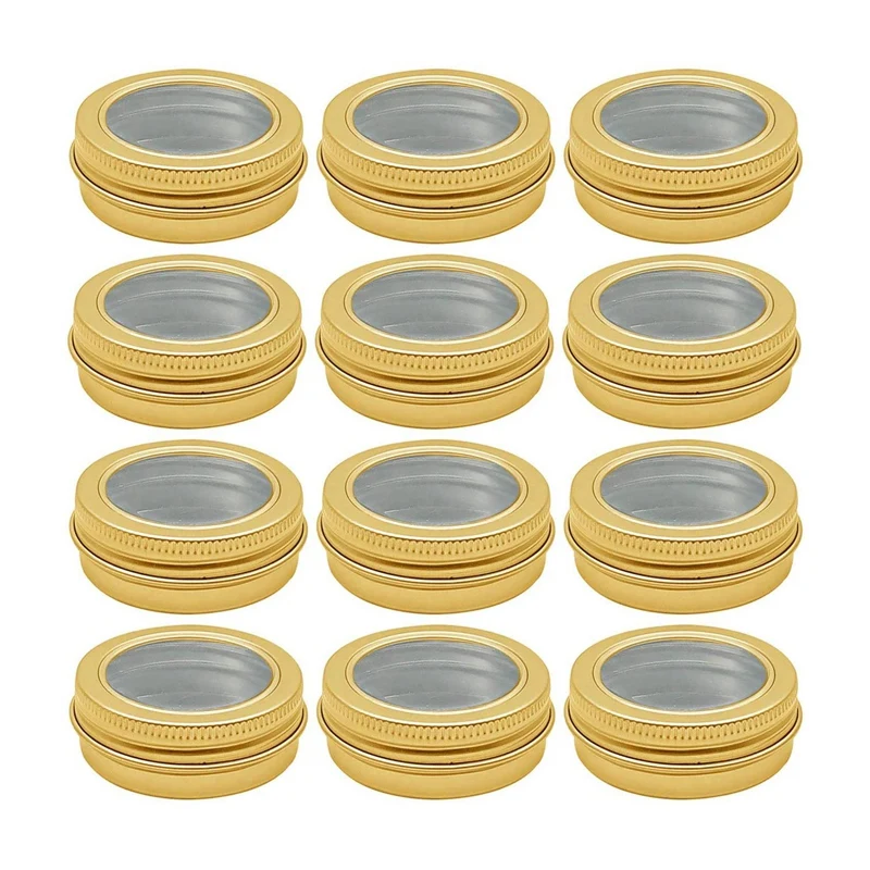 

12 PCS Aluminum Tin Jar 2 Ounce 60 Ml Containers with Lids Round Empty Candle Jars for Cosmetic Lip Balm Storage