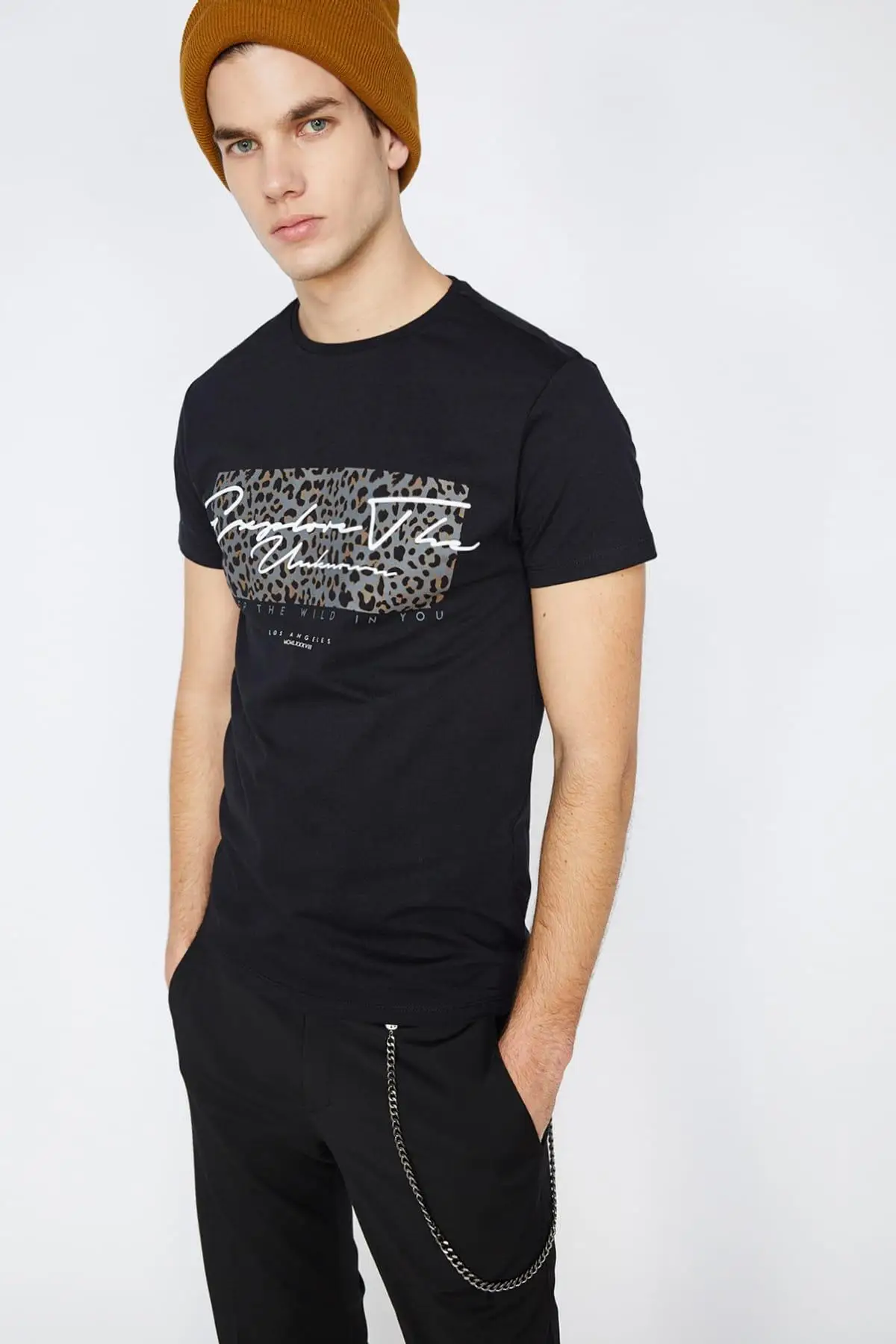 Koton мужской черный Велосипедный спорт средства ухода за кожей шеи футболка с