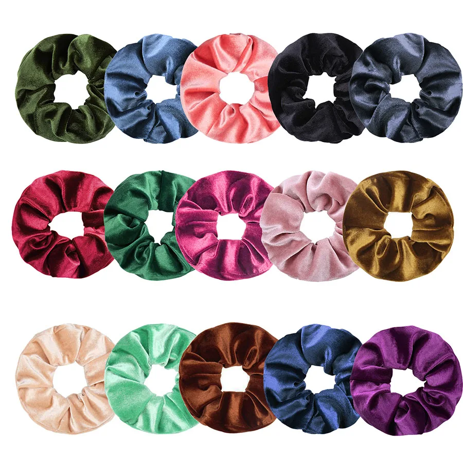 Бархатные резинки для женщин эластичные волос зимние аксессуары 2019 VERVAE 15 цветов -