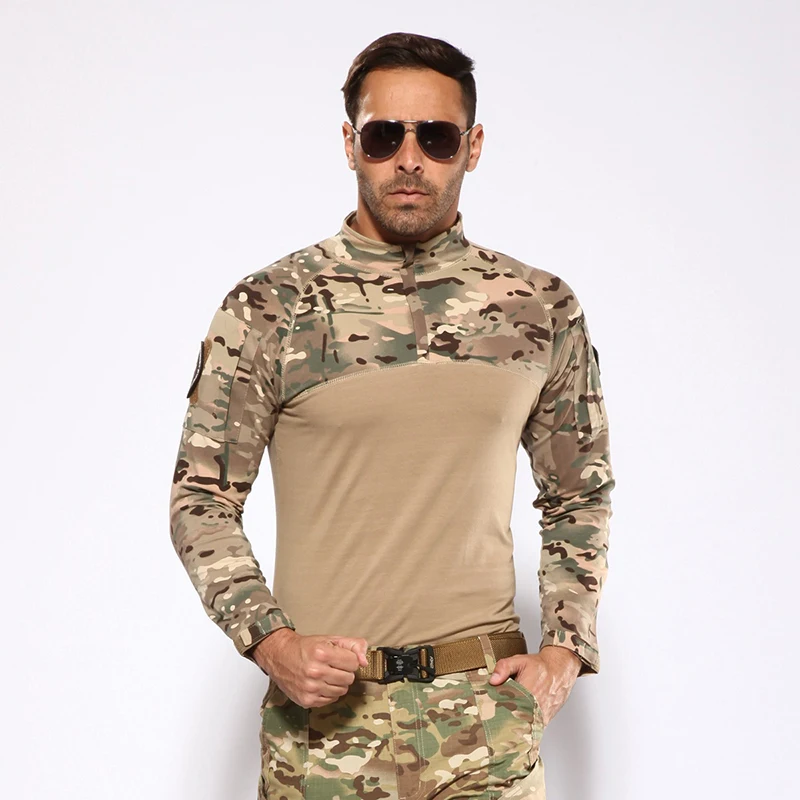 Камуфляжная армейская футболка для мужчин солдатская Боевая тактическая
