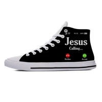 jesus calling hot funny fashion vogue novelty casual cloth shoes high top lightweight breathable 3d printed men women sneakers