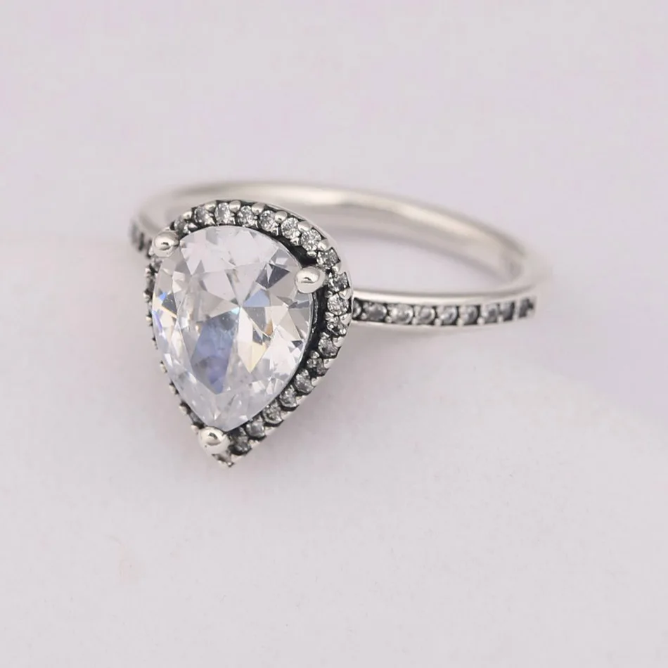 S925 кольцо для Для женщин сияющая капля чистый фианит женские Анель подарок