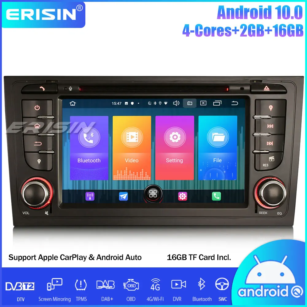 Автомобильный DVD плеер Erisin DAB + Android 10 0 стерео GPS SWC OBD CarPlay для AUDI A6 S6 RS6