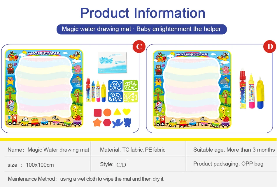 100*100 см Большой размер доска для рисования водой коврик живопись с водой каракули ручка Нетоксичная окраска Рисование игрушки для детей