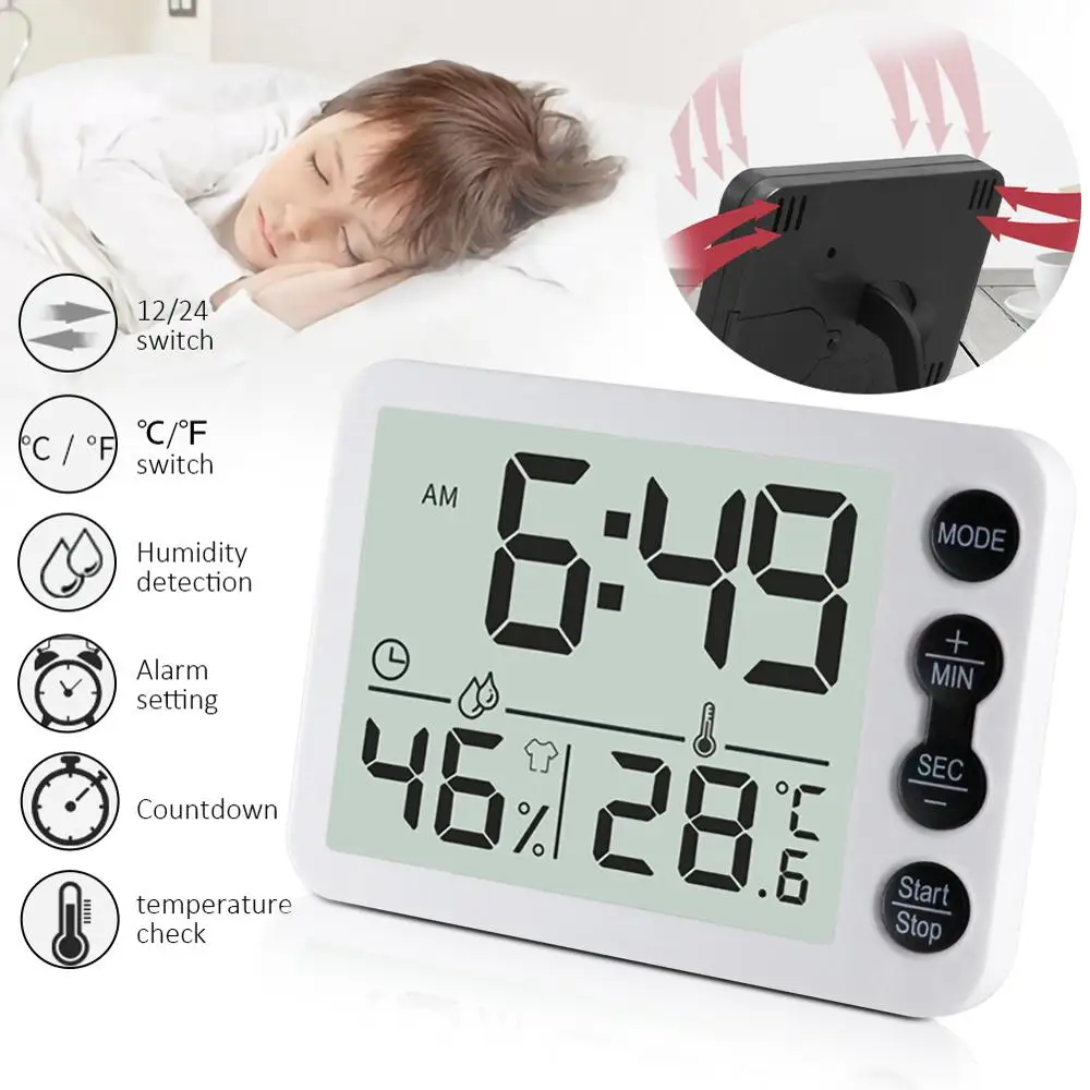 

Wholesale Quick delivery Dropshipping Modern Digital Clock Desktop Led Alarm Clock Temperature Humidity Electronic Table Clocks
