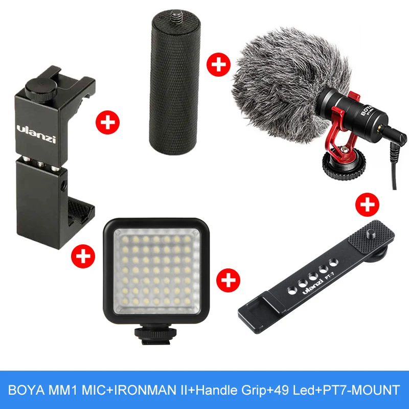 Kit 4 Ulanzi алюминиевый телефон видео Vlogging комплект карманная установка с холодным башмаком Вертикальная съемка для iPhone 6/6s/Plus/5 samsung Xiaomi - Цвет: Kit 4