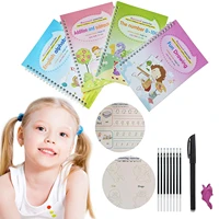 2021 4 books pen reusable 3d magic exercise book children 0 10 writing stickers calligraphy english numbers montessori toys