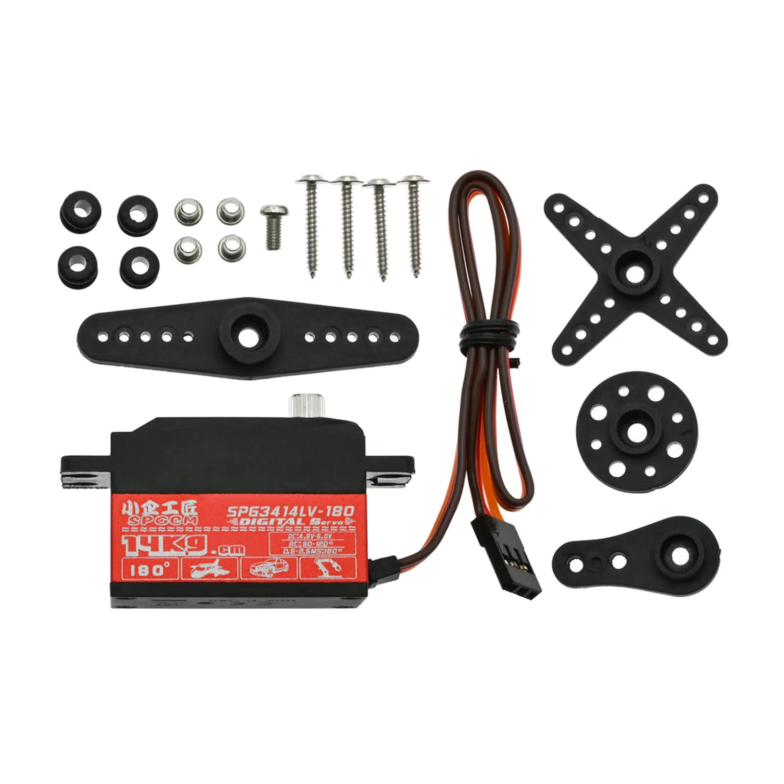 

Цифровой сервопривод с высоким крутящим моментом 14 кг, водонепроницаемый полностью металлический сервопривод (180 °)