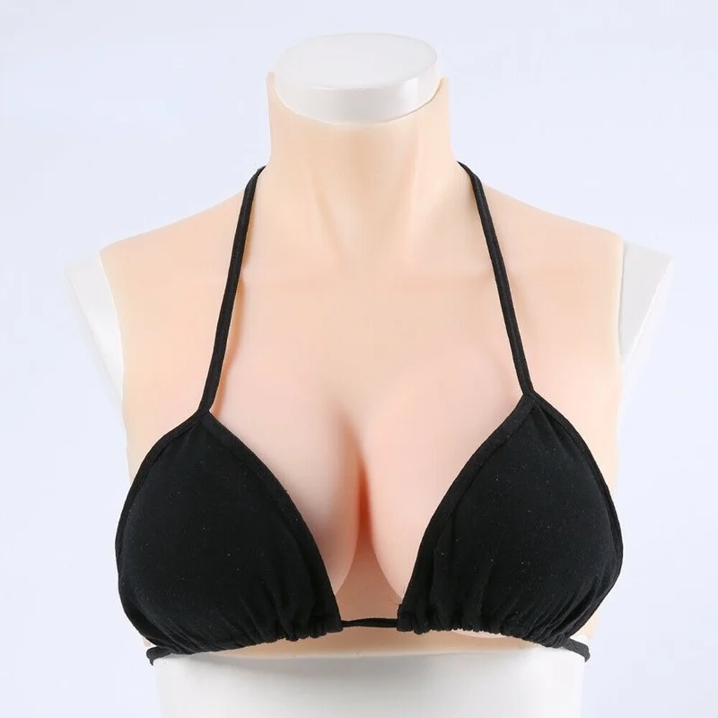 Prótese de Mama Adequado para Mastectomia C-cup Silicone Falso Realista Cruz-vestir Rainha é