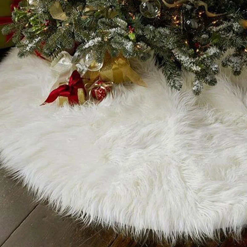 

1pc White Plush Christmas Tree Skirts Fur Carpet Home Christmas Decoration For Home Christmas Tree Skirts Festival Decoration