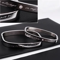 high quality square shape 316l stainless steel couple bracelet bangle at sale price
