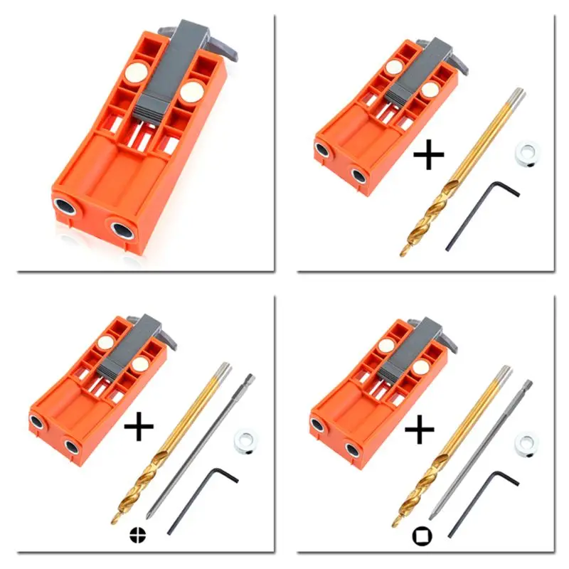 

9.5mm Woodworking Oblique Hole Locator Drill Guide Magnetic Hole Pocket Jig Kit T8WB