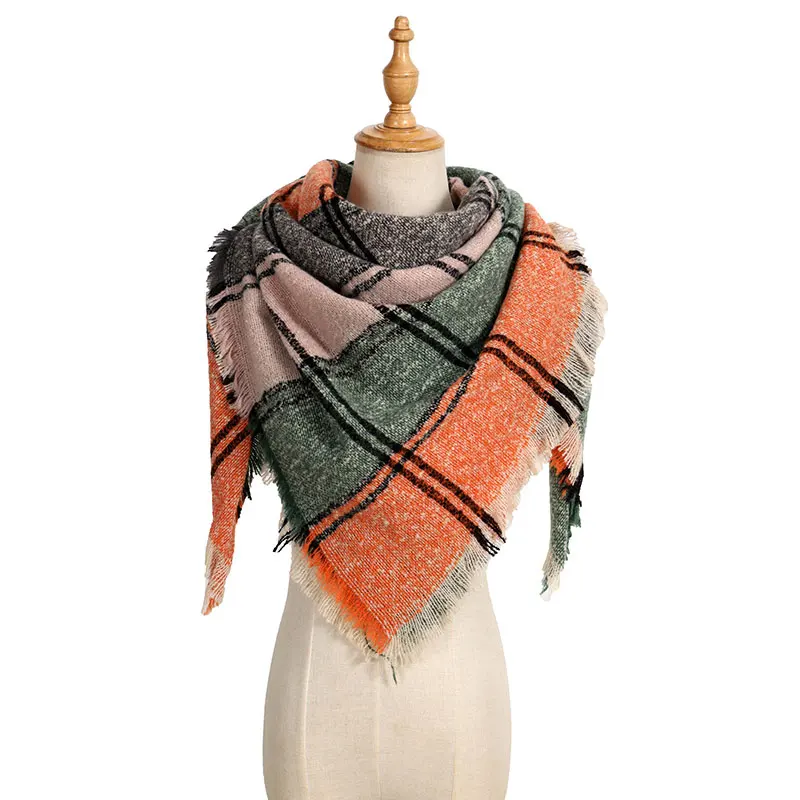 Новый модный вязаный зимний женский шарф Повседневный теплый треугольный