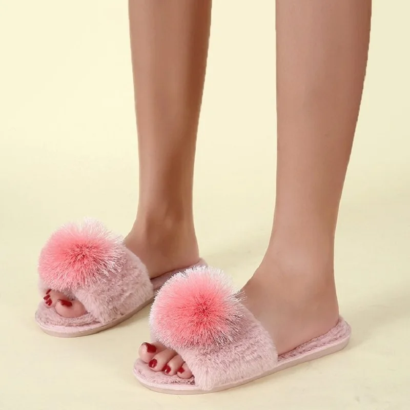 

2021 меховые сланцы, домашние тапочки, женская зимняя теплая обувь, женские слипоны на плоской подошве, мягкие плюшевые Тапочки